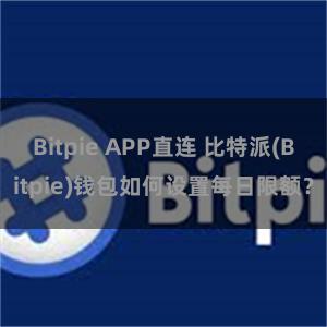 Bitpie APP直连 比特派(Bitpie)钱包如何设置每日限额？